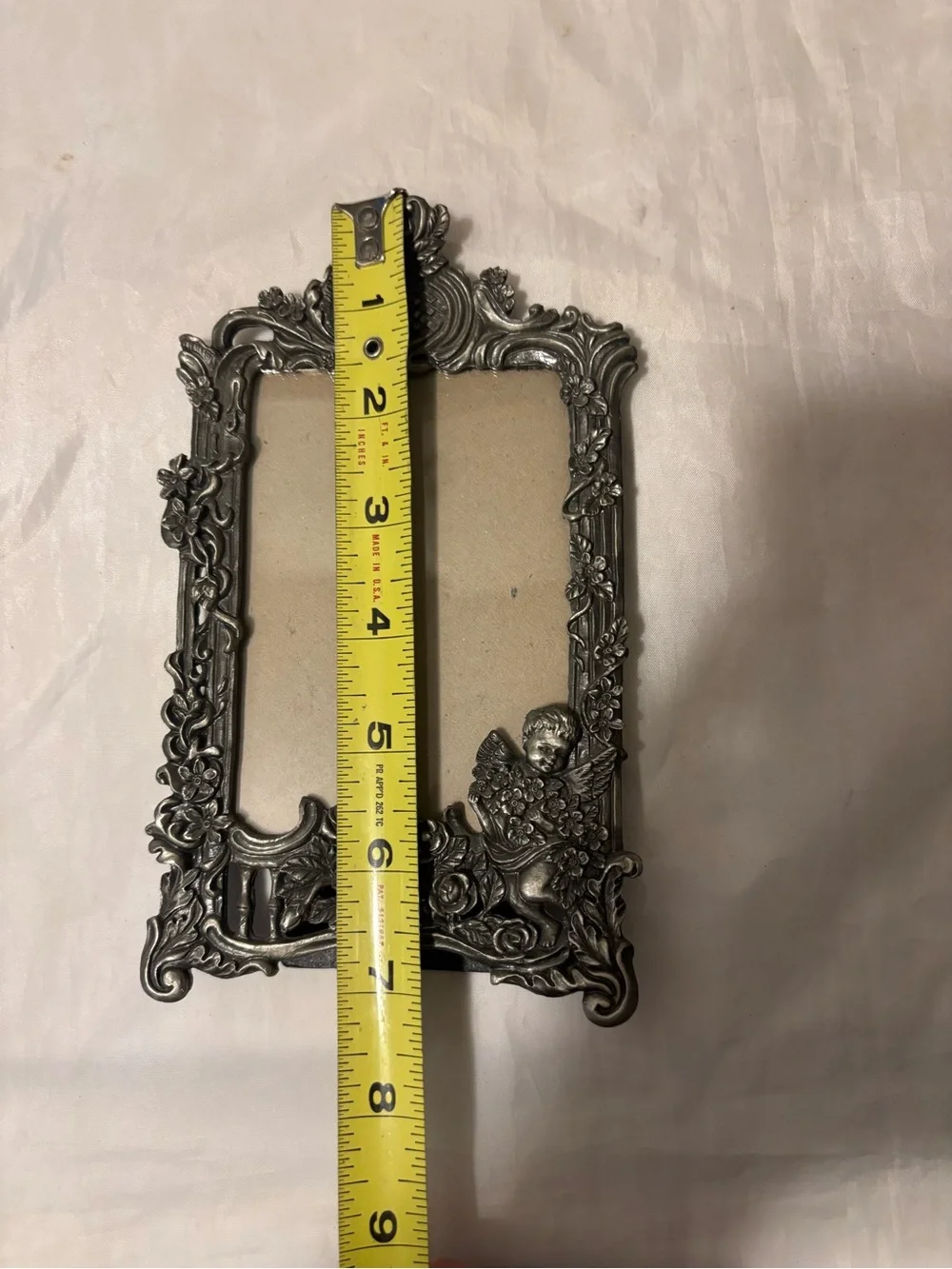 Ornate Silver-Tone Cherub Picture Frame - Decorative Home Accent